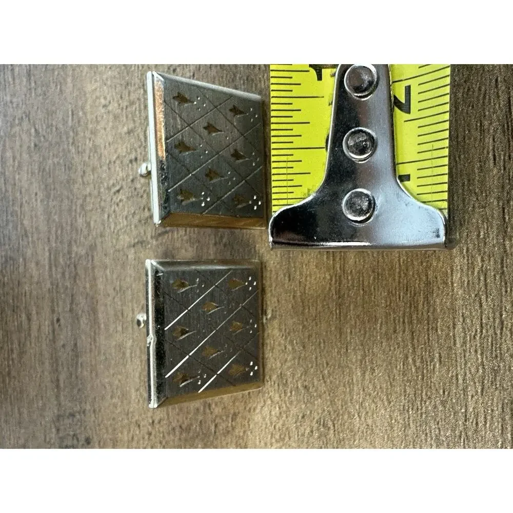 SWANK Gold Tone Cufflinks Vintage Geometric Engraved Square Mens